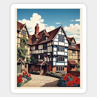 Shakespeare's Birthplace Stratford-upon-Avon Vintage Travel Tourism Poster Art Sticker